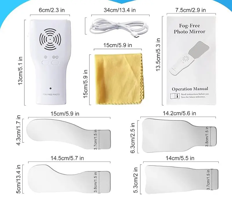 Eko-Fog Free Intra Oral Mirror Set of 4 with Built-In Fan | Rechargeable, Bright LED Light, Intelligent Control, Cheek & Lingual View - Master