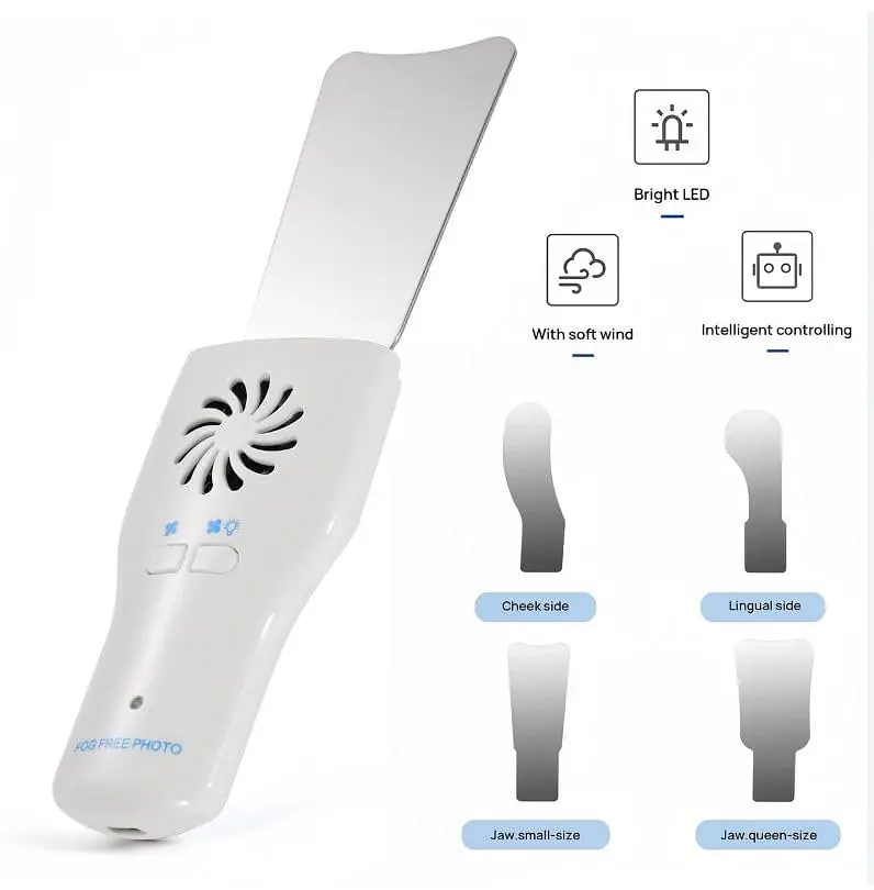 Eko-Fog Free Intra Oral Mirror Set of 4 with Built-In Fan | Rechargeable, Bright LED Light, Intelligent Control, Cheek & Lingual View - Master