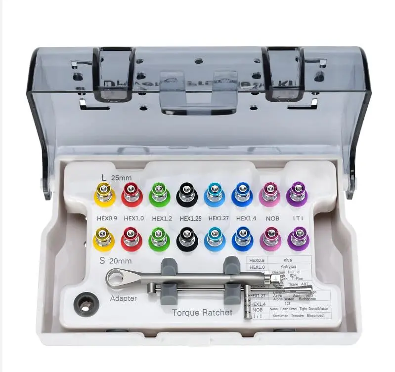 Universal Implant Prosthetic Kit with Torque Wrench, All Implant Systems | Universal Compatibility, Multiple Hex Drivers, Torque Ratchet Included, Colour-Coded Drivers, Organised Storage Case - Master