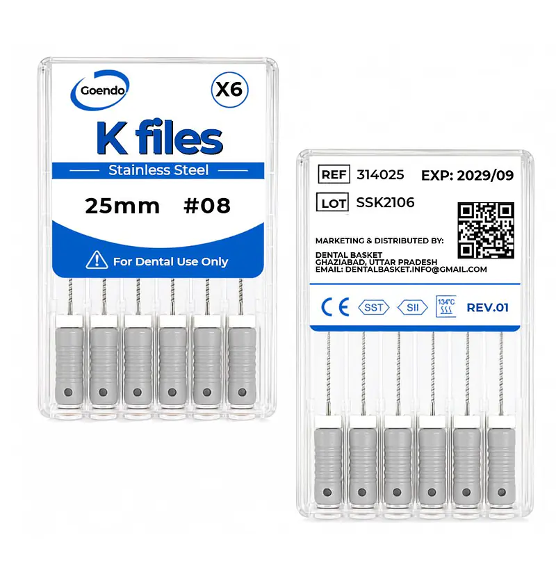 K-File #08 Length 25mm Stainless steel : GoEndo Brand - Master